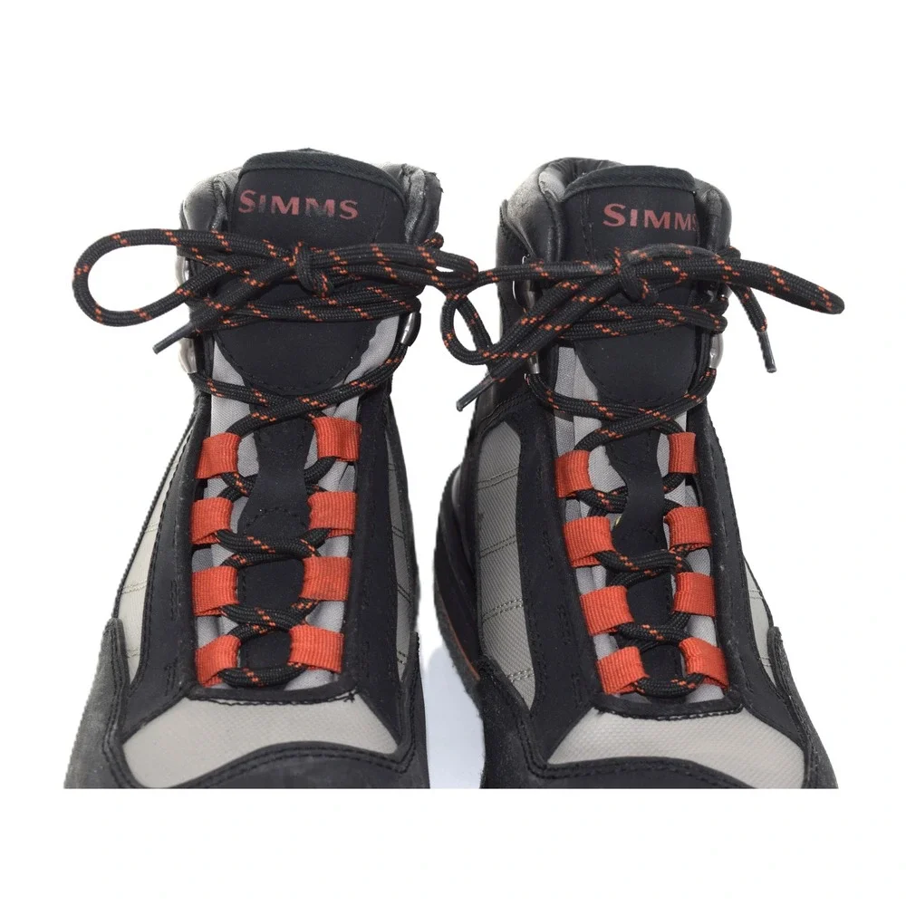 Simms Wading Boots Mens Black Grey Orange Good Felt Sole Fly Fishing Gear